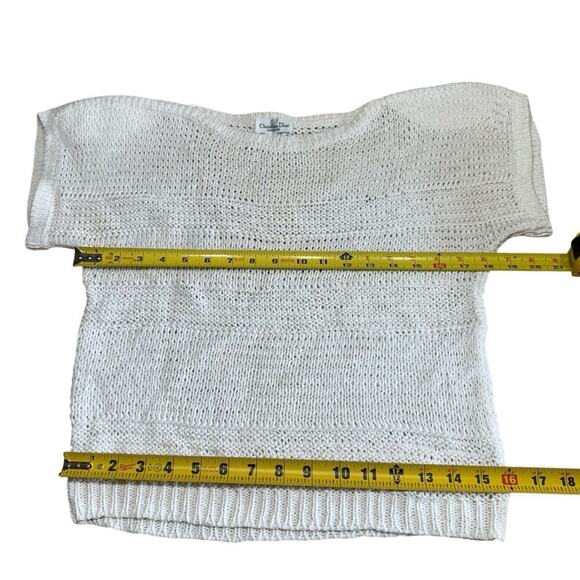 Vtg 80s Christian Dior Seperates Sweater Knit Shoulder Pads Ivory M S/S Preppy - Picture 5 of 7
